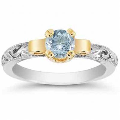 Art Deco Aquamarine Engagament Ring, 1/2 Carat -  - EGR1434AQ