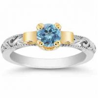Art Deco Blue Topaz Engagement Ring, 1/2 Carat