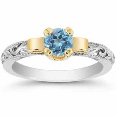 Art Deco Blue Topaz Engagement Ring, 1/2 Carat -  - EGR1434BT