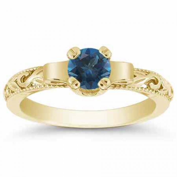  Wedding  Rings  Art Deco Deep London  Blue Topaz Engagement  