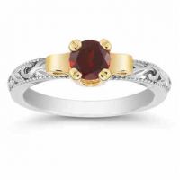 Art Deco Garnet Engagement Ring, 1/2 Carat