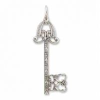 Art Deco Key in Sterling Silver Pendant