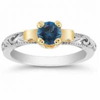 Art Deco London Blue Topaz Engagement Ring, 1/2 Carat