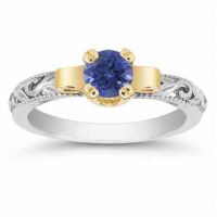 Art Deco Sapphire Engagement Ring, 1/2 Carat
