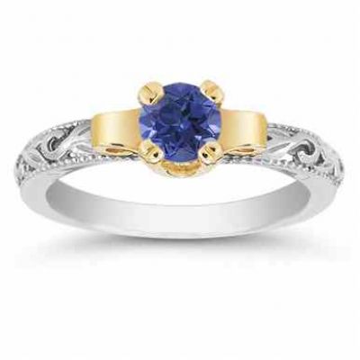 Art Deco Sapphire Engagement Ring, 1/2 Carat -  - EGR1434SP