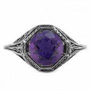 Art Deco Style Amethyst Ring in 14K White Gold