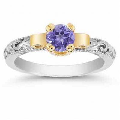 Art Deco Tanzanite Engagement Ring, 1/2 Carat -  - EGR1434TZ