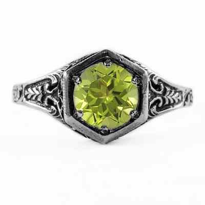 Art Nouveau Style Peridot Ring in Sterling Silver -  - HGO-R101PDSS