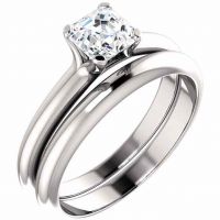 Asscher-Cut 3/4 Carat Diamond Bridal Wedding Ring Engagement Set