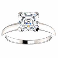 Asscher-Cut White Sapphire Ring in 14K White Gold