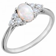 Australian Opal and Diamond Trinity Ring
