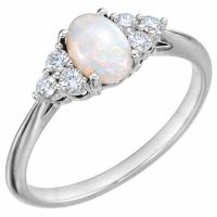 Australian Opal and Diamond Trinity Ring
