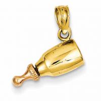 Baby Bottle Pendant Charm in 14K Yellow and Rose Gold