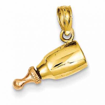 Baby Bottle Pendant Charm in 14K Yellow and Rose Gold -  - QGPD-K2328