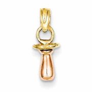 Baby Pacifier Charm Pendant in 14K Gold and Rose Gold