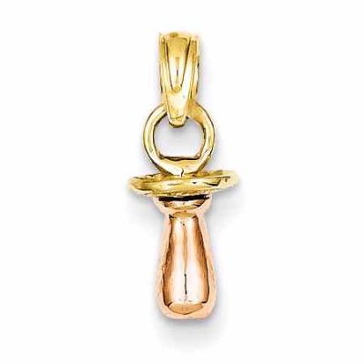 Baby Pacifier Charm Pendant in 14K Gold and Rose Gold -  - QGPD-K1332