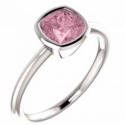 Baby Pink Topaz Cushion-Cut Ring in 14K White Gold