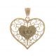 Heart in Heart Polished & Filigree Pendant, 14K Gold -  - QGPD-K3982
