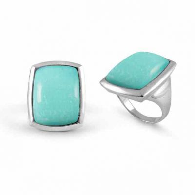Baguette Turquoise Stone Ring in Sterling Silver -  - NRB-6625-STQ-R