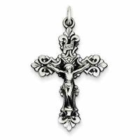 Baroque INRI Sterling Silver Crucifix Pendant