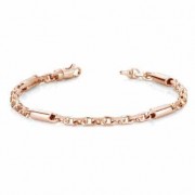 Barrel Link Design Bracelet, 14K Rose Gold