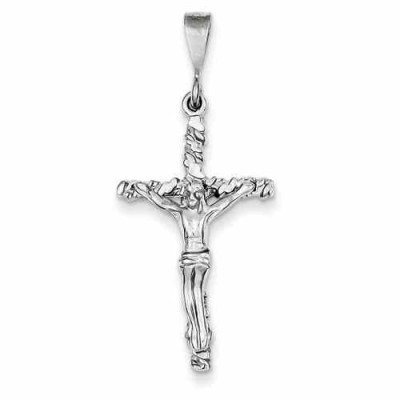 Beaten Cross Crucifix Pendant, 14K White Gold -  - QGCR-CH139