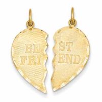 Best Friends Break-Apart Friendship Heart Pendant, 14K Gold