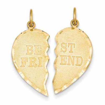 Best Friends Break-Apart Friendship Heart Pendant, 14K Gold -  - QGPD-C369