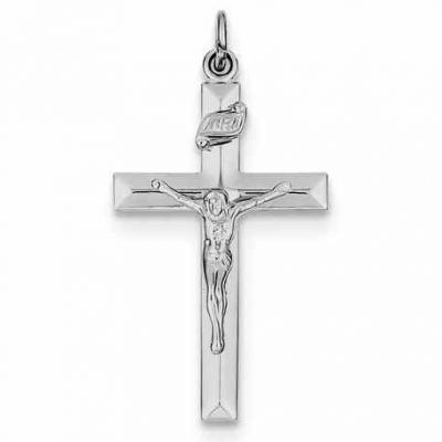 Beveled Crucifix Pendant, Sterling Silver -  - QGCR-QC5426