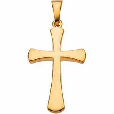 Beveled Latin Cross Pendant in 14K Yellow Gold -  - STLCR-R41276-28x19-Y
