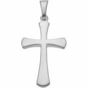 Beveled Latin Cross Pendant in 14K White Gold