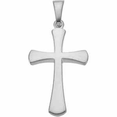 Beveled Latin Cross Pendant in 14K White Gold -  - STLCR-R41276-28x19-W
