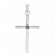 Bezel-Set Amethyst Cross Pendant, 14K White Gold
