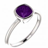 Bezel-Set Square Cushion-Cut Amethyst Ring in Sterling Silver