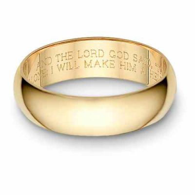 Bible Verse Wedding Band Ring, Yellow Gold -  - BVR-10