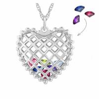 Birthstones Inside Heart Necklace in Sterling Silver