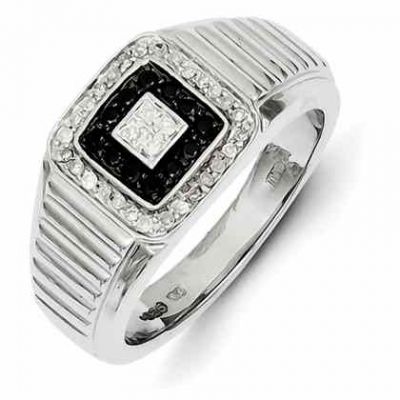 Black and White Diamond Ring for Men -  - QGRG-Y11262AA