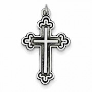 Black Antiqued Herald Cross Pendant in Sterling Silver