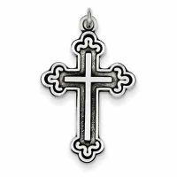 Black Antiqued Herald Cross Pendant in Sterling Silver