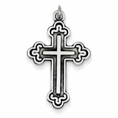 Black Antiqued Herald Cross Pendant in Sterling Silver -  - QGCR-QC5236