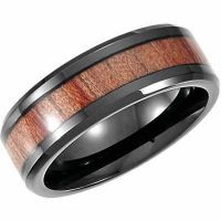 Black Cobalt Wedding Band Ring with Rosewood Inlay for Men