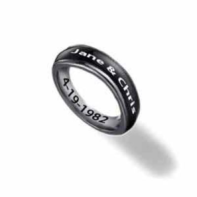 Black Personalized Engraved Stainless Steel Spinner Ring for Women -  - JARG-R50402-ST