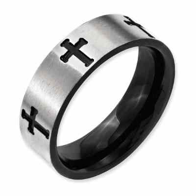 Black Plated Titanium Cross Band -  - QGRG-TB301