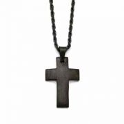 Black Stainless Steel Cross Necklace with Rope Chain
