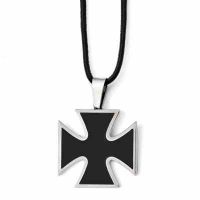 Black Stainless Steel Maltese Cross Pendant