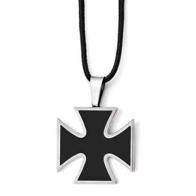 Black Stainless Steel Maltese Cross Pendant -  - QGPD-SRN1067