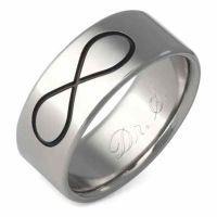 Black Titanium Infinity Symbol Wedding Band Ring