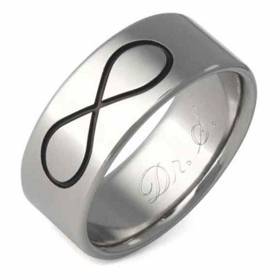 Black Titanium Infinity Symbol Wedding Band Ring -  - TI-BK33-BLACK