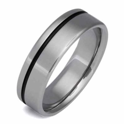 Black Titanium Wedding Band Ring -  - TI-BK2