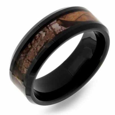 Black Woodlands Camo Tungsten Wedding Band Ring for Men -  - WLD-WRTG9615
